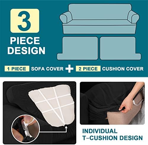 3 peças Capas de sofá -sofá T Slements slipcovers para 2 almofada capa de sofá macio tampa de móveis de capa com 2 tampas individuais