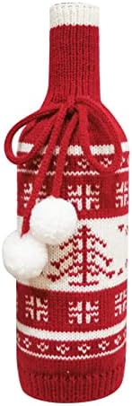 Christmas Snowflake Knited Bottle Gartle Sweater Creative Wine Wine Set Decorações de férias T copos de vinho com caule curto