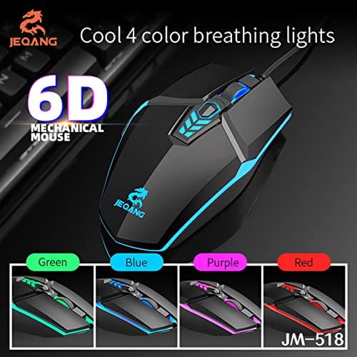 Ｋｌｋｃｍｓ Jogos, com botões 6D, luzes RGB para o computador para jogos para PC, laptop, computadores, preto