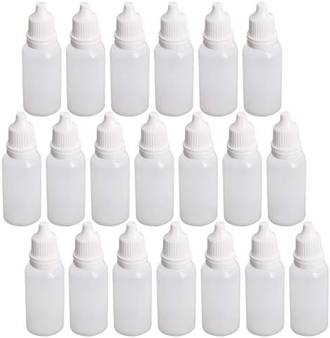 Jutagoss 50pcs pe garrafa de conta -gotas translúcida branca, 15 ml de garrafas de gota de boca pequena e líquido de líquido