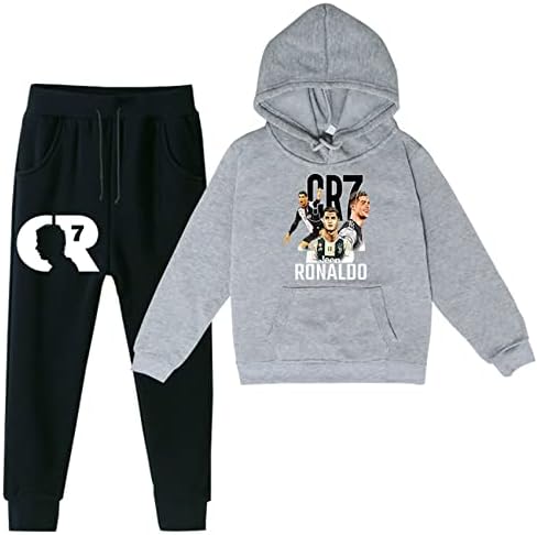 Gin-back Pister 2pcs capuz de capuz de lã Sweatshirt e calça de moletom, manga longa tops de pulôver solto com bolso para crianças