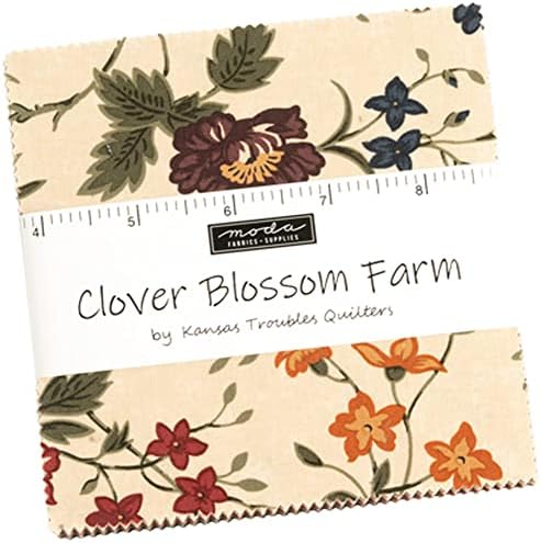 Chover Blossom Farm Charm Pack de Kansas Troubles Quilters; Quadrados de colcha de tecido pré-cort de 42-5