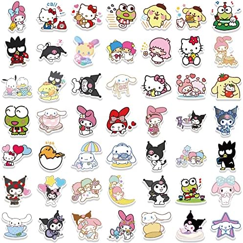 100pcs Kawaii adesivos, adesivos de anime, adesivos Helllokittty mymelody & kuromi adesivos fofos pacote infantil adesivo impermeável