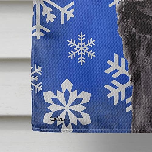 Tesouros de Caroline SC9366CHF PUG Winter Flakes Snow Flag Flag Canvas Tamanho da casa, bandeira da varanda ou bandeira