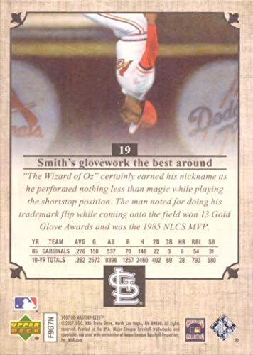 2007 Upper Deck Masterpieces #19 Ozzie Smith Baseball Card - Flip de volta