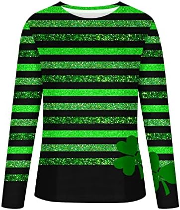 Dia casual do dia de São Patrício para Ladies Fall Summer Manga longa 2023 Roupas Trendy Crew Crew Neck Graphic Top Ev EV