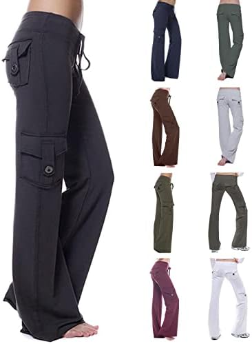 calça de cargo de pernas largas para mulheres de uso calças de treino com bolsos calças de ginástica com cintura alta