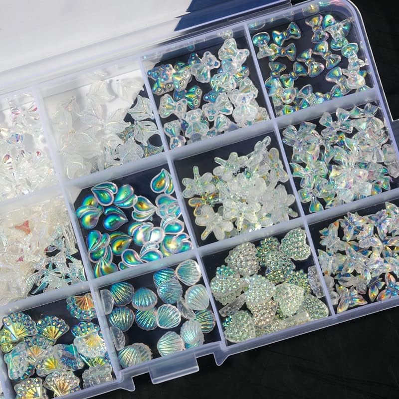 15 grades kit de jóias de unhas kit misto aurora borboleta flor amor lixo de diamante liso de diamante strass de diamante lúcios de unhas de diamante -