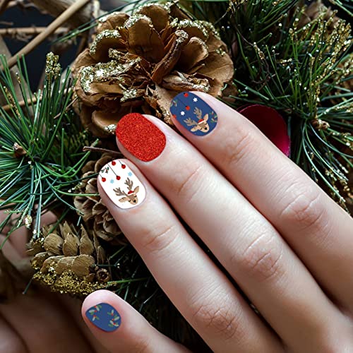 Decalques de adesivos de arte da arte do floco de neve de Natal, adesivos completos de unhas de unhas auto-adesivas Acessórias de manicure de artes de unhas, suprimentos de unhas Decoração de design de unhas de feriado para mulheres meninas