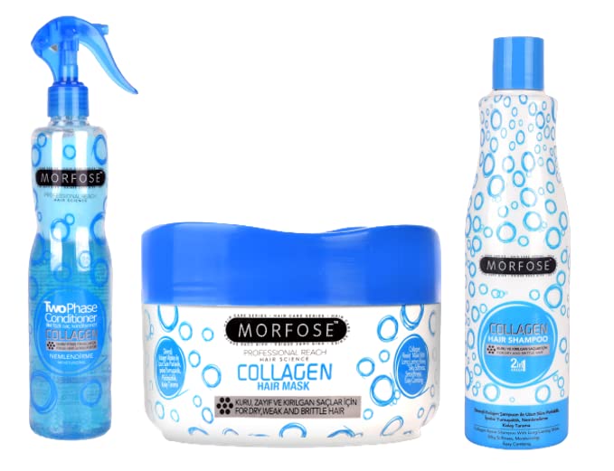 Morfose Collagen Leave-in condicionador, máscara capilar de colágeno e conjunto de shampoo de colágeno