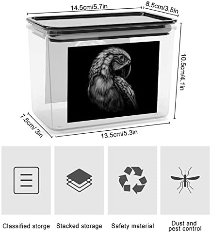 Macaw Parrot Sketchy Art Retrato Plástico Caixa de armazenamento Recipientes de armazenamento de alimentos com tampas de arroz balde selado para organização de cozinha