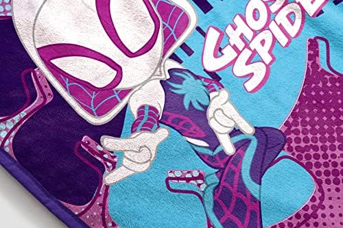 Marvel Spidey e seus amigos incríveis Ghost Spider Gwen Throw Blanket - mede 46 x 60 polegadas, a roupa de cama infantil GWEN STACY - Fade resistente a lã super macia