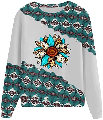 Suéteres de queda de nokmopo para mulheres moletons de feminino sem capuz de moletom de moletom de estampa vintage