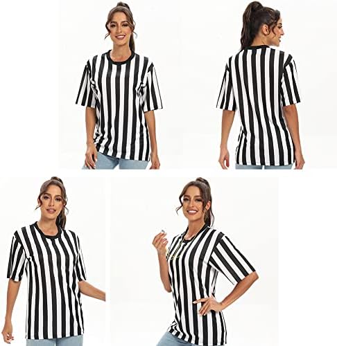 Camisa de árbitros de shinestone, camisa de fantasia de árbitro para mulheres e homens, camisa do árbitro do pescoço da tripulação Jersey para futebol, futebol e esportes para o Natal