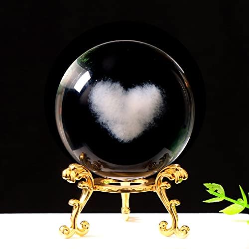Bola de cristal 3D neblaisen com bola de cristal de escultura em nuvem de coração amor