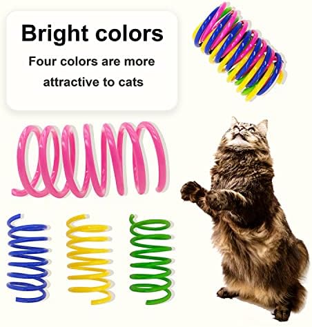 AGYM CAT Spring Toys, 20 pacotes Spring Spring para gatos internos, bobinas de mola de plástico coloridas e duráveis ​​atraem gatos