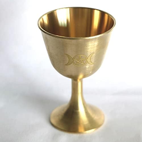 Cabilock Holy Brass Chalice Cup Vintage Goblete Handmade Pentagram Wine Cup em relevo Feng Shui estátua Lucky Wealth Ornament