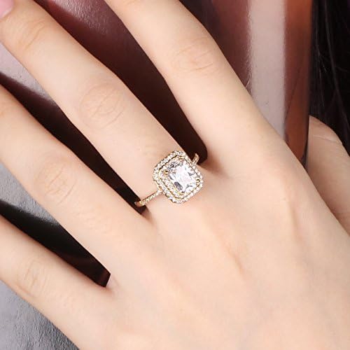 Play Pailin Princesa Cut Crystal CZ Zircônia Amarelo Gold Mulheres Mulheres Lady Wedding Rings Caixa