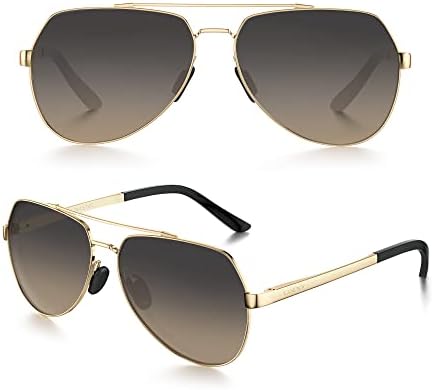 Óculos de sol Aviador Luenx para homens Mulheres polarizadas New Shades Large Metal Frame - Proteção UV 400