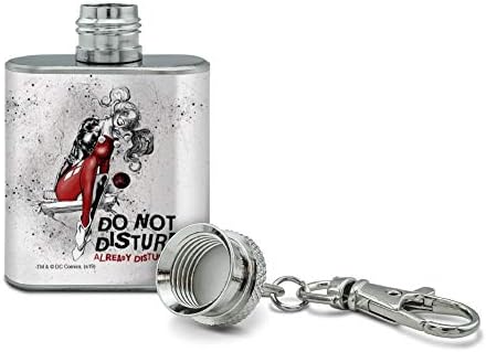 Harley Quinn já perturbou aço inoxidável 1oz Mini -Flask Chain -chave