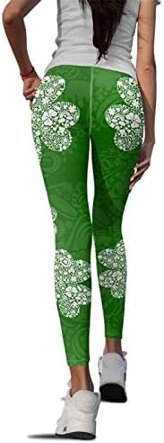 Leggings de cintura alta do Dia de St Patricks para mulheres CLOVER PRESA PRESSO ATÉTICA MOLO ATHETICA MOLA TEMPOR