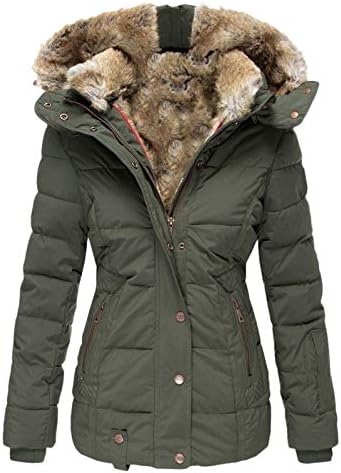 PRDECEXLU School Winter Jacket Ladies Plus Tamanho de Manga Longa Completa Full Zip Parka Solid Solid com capuz