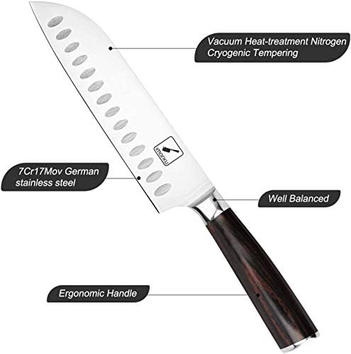 faca de faca de cozinha de 7 polegadas de 7 polegadas IMARKU Faca Sontoku Sharp - 7Cr17Mov Chefs japoneses Faca - alça de pakkawood
