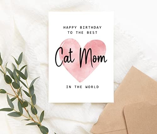 Feliz aniversário para a melhor mãe de gato do mundo - Card de aniversário da mãe - Card CARTO CAT MOM - Presente do Dia