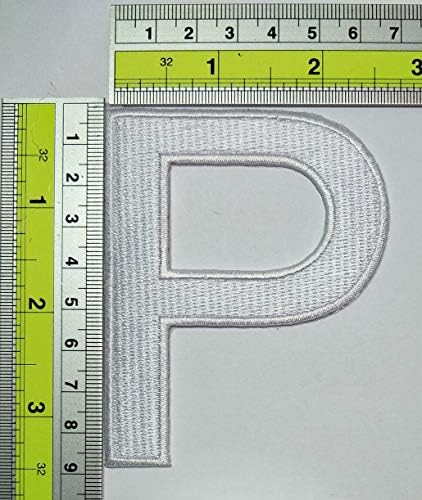 Parita White Letter P Patch 3,4 polegadas. Letra do alfabeto A-Z Patch Iron On/Sew On Patch Bordered Blge Patch Applique para Shot