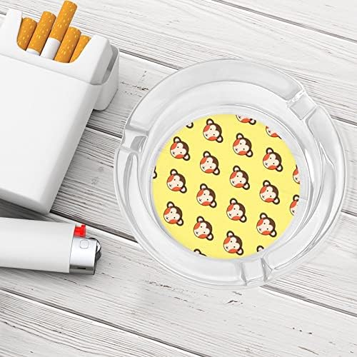 Monkey Head em cinzeiros de vidro amarelo para cigarros e charutos Round Ash Bandeja do estojo para o presente de decoração