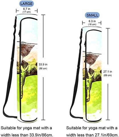 Exercício ioga tapete de transporte de bolsa transportadora com vaca de alça de ombro, u grande 6,7 x33.9in/17x 86 cm