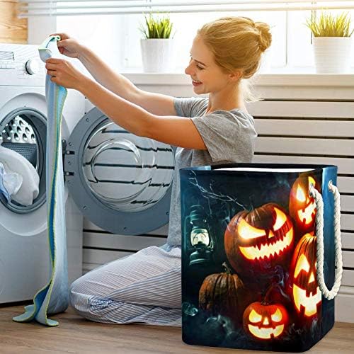 Indicadora Halloween Cabeça de abóbora 300d Oxford PVC Roupas impermeáveis ​​cestas de lavanderia grande para cobertores Toys