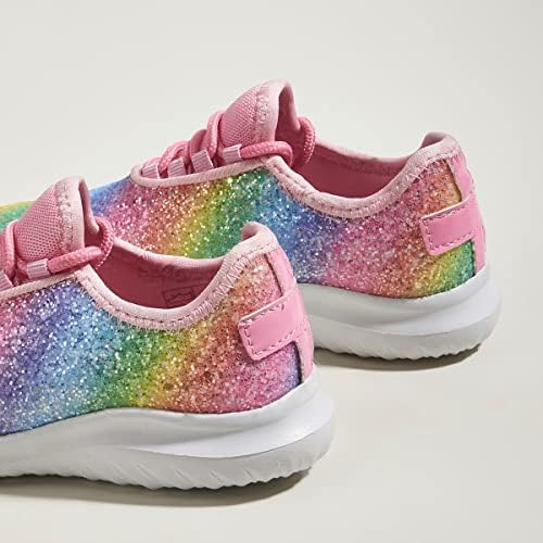 K Kip Wok Girls Glitter Sneakers Sliple Slip em sapatos de caminhada para crianças/crianças tênis de corrida respiráveis