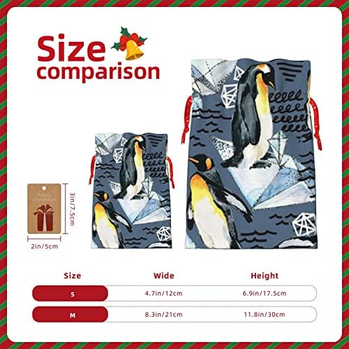 Sacos de presentes de natal de traços de natal pingun stone-gunny apresenta sacos de embrulho de sacos de presente de natal, bolsas