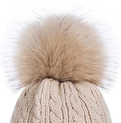 Chapéu de gorro de inverno para mulheres Alepo, lã quente alinhada com malha de esqui macio com pom pom