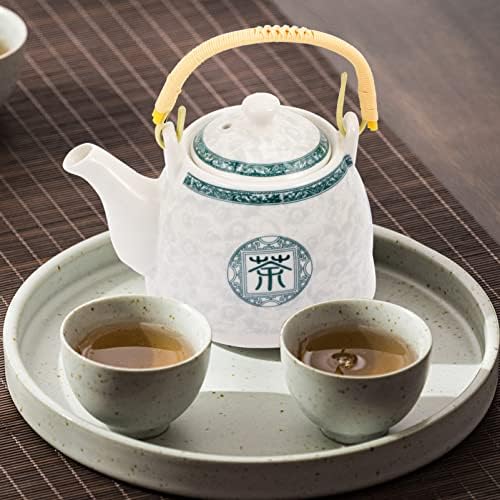 Belisco de chá de chá japonês de Eringogo, panela de chá de porcelana para florescer e folhas soltas, panela de chá liso de luxo com orifícios de filtro atualizados e aquecedor de escritório exclusivo