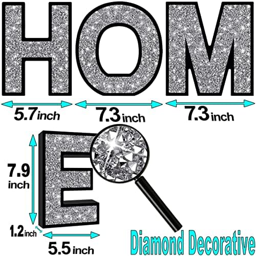 Xihacty Sinais de casa para decoração de casa, letras decorativas de diamante de cristal esmagado para decoração de parede, palavras