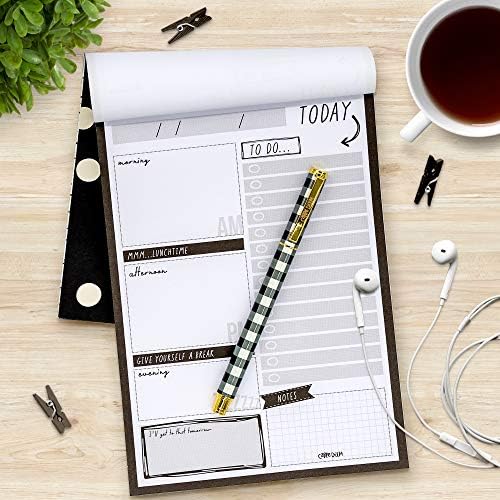 Pad Pad Pukka, Carpe Diem A5 Daily Desk Planner Pland com 60 lençóis rasgos de papel de 100gsm-inclui seções para a manhã,