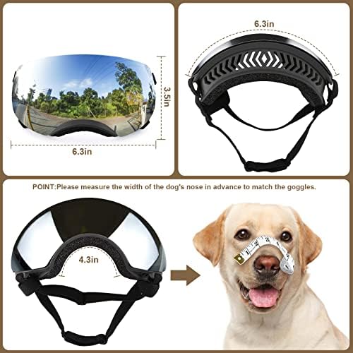 Óculos de cães, óculos de proteção com correia ajustável, design magnético, lente destacável e proteção UV para cão de tamanho médio,