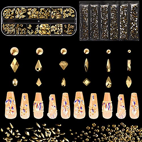 1848 PCS AB Crystal Unh Nail Art Conjunto 1728pcs Rhinestones Gems de unha Iridescent Clear Class, 120pcs de várias jóias de unhas