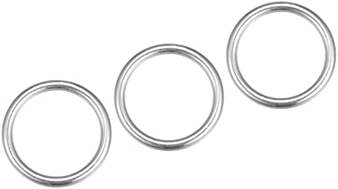 Metallixity 316 Aço inoxidável o anéis 3pcs, anel redondo soldado - para cordas, objetos pendurados