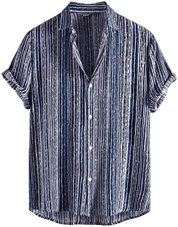 Camisetas de linho de algodão masculino botão de manga curta para baixo boliche havaiano camisetas de praia estampadas