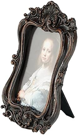 Kangce Vintage ornate Picture Frame 2.5x3.5 Moldura fotográfica antiga com mesa de flores em relevo e parede pendurada