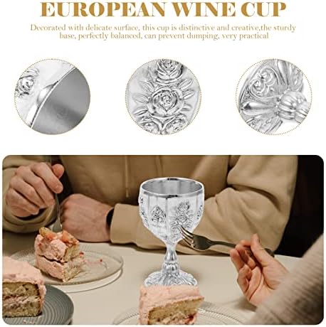 Homoyoyo Champagne Goblet Tablelet Metal com relevo de vinho com copo de vinho com copo de vinho retro pequeno copo de copo de estilo europeu de estilo para bar, casamentos, decoração de casa Bênção Copo de copos de bebida