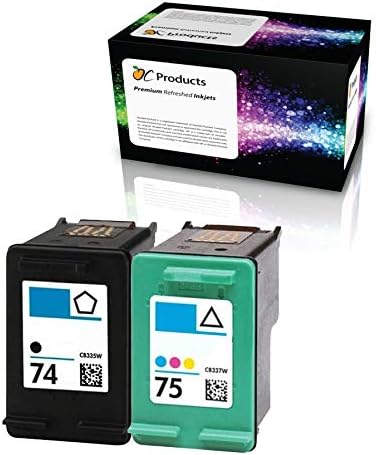OCPRODUCTS Substituição do cartucho de tinta reabastecida para HP 74 75 para OfficeJet J6480 Photosmart C4400 C4380 C4500 DeskJet D4260 Impressoras
