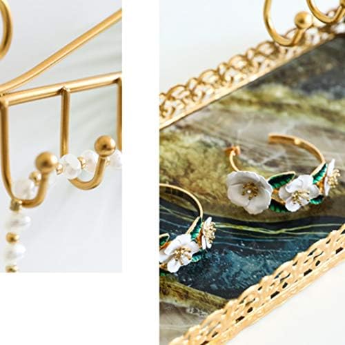 TJLSS Stand de coleta de colar de estilo europeu, bandeja vertical, suporte de jóias, exibição de brinco de metal, ouro