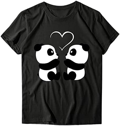 uikmnh mulheres tops na moda de verão elegante camiseta casual manga curta camisa panda