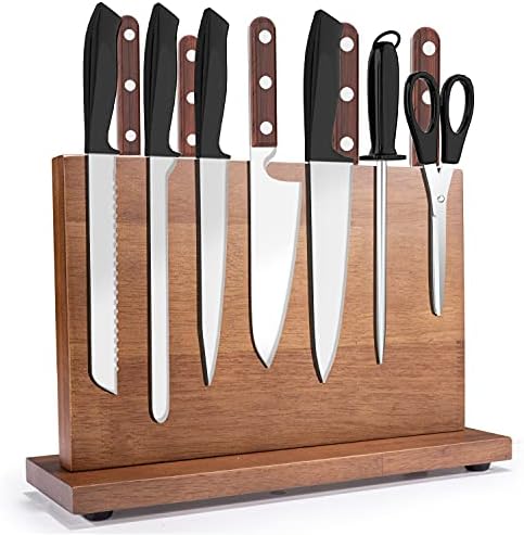 Bloco de faca, suporte de faca magnética para balcão de cozinha, prateleiras de categoria de armazenamento de facas, organizador
