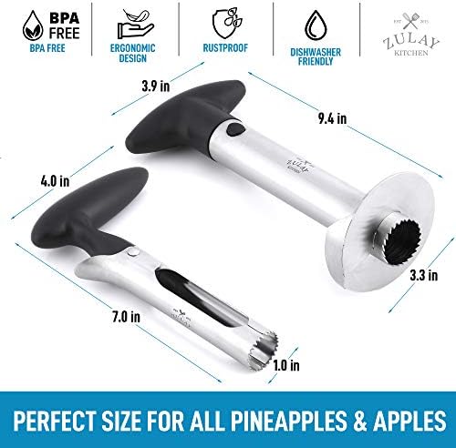 Zulay Kitchen Pinexple e Apple Corer Combo - Ferramenta de abacaxi de aço inoxidável e ferramenta de slicer - ferramenta