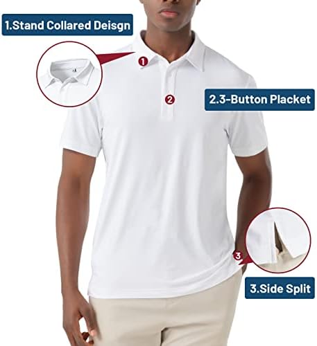 Camisa pólo masculina manga curta wicking camisa de golfe seca rápida performance